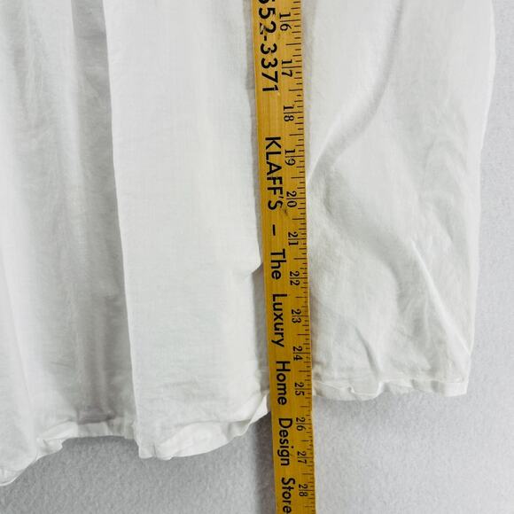 EILEEN FISHER Tank Top S Organic Cotton Voile Sheer Smocked Shell White - Picture 14 of 15